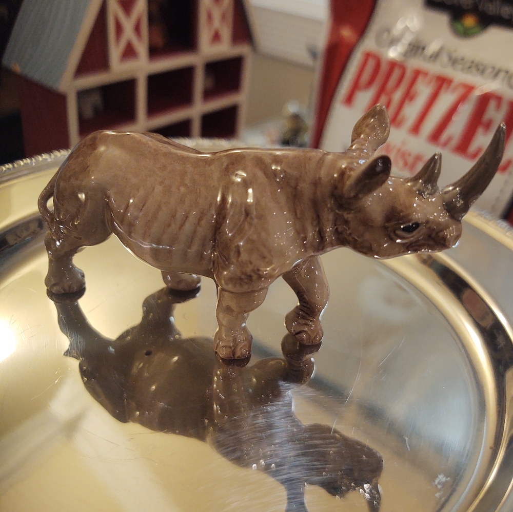 Ceramic Rhino Figurine - Brown